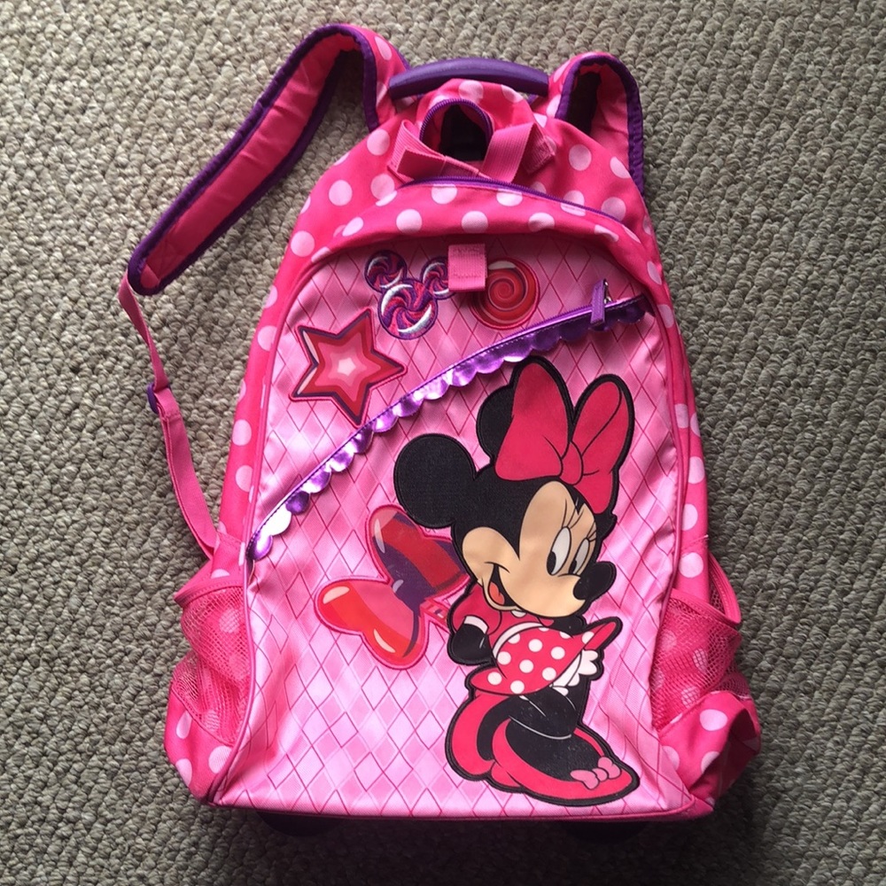 Disney Minnie Mouse Pink Rolling Backpack Suitcase